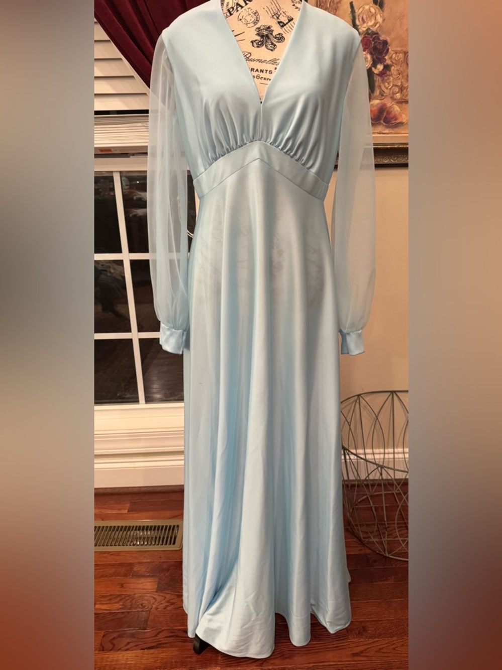 jcpenney Light Blue Long Sleeve Maxi Dress